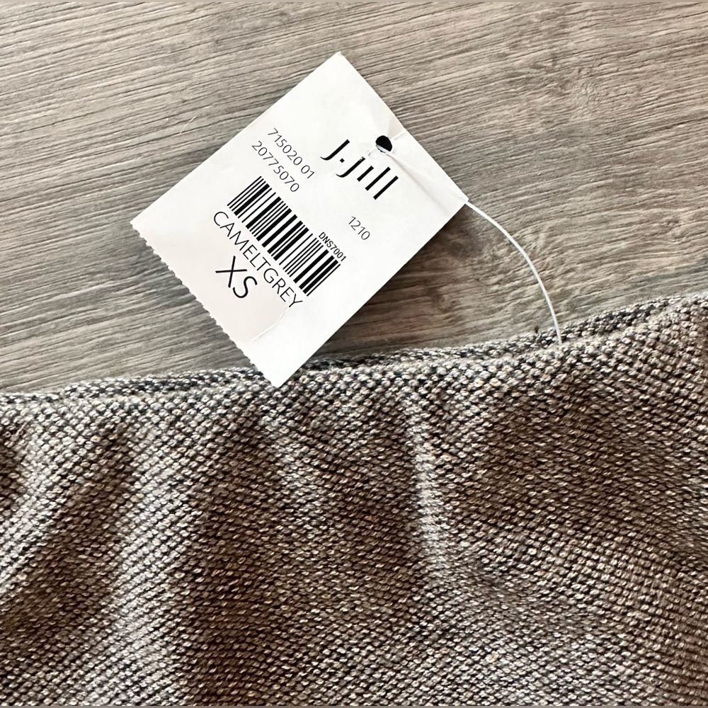 NWT XS j. Jill camel light grey tweed pencil suit skirt office casual work - Picture 2 of 6